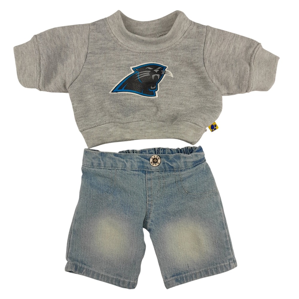 Build-A-Bear NFL Carolina Panthers Sweatshirt and Denim Pants Plush Outfit